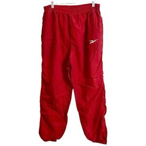 Vintage Reebok Windbreaker Track Pants Mens Size XL Red Zip Ankles Lined Baggy